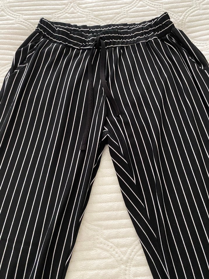 Kadın Siyah Çizgili Pantolon - Görsel 2