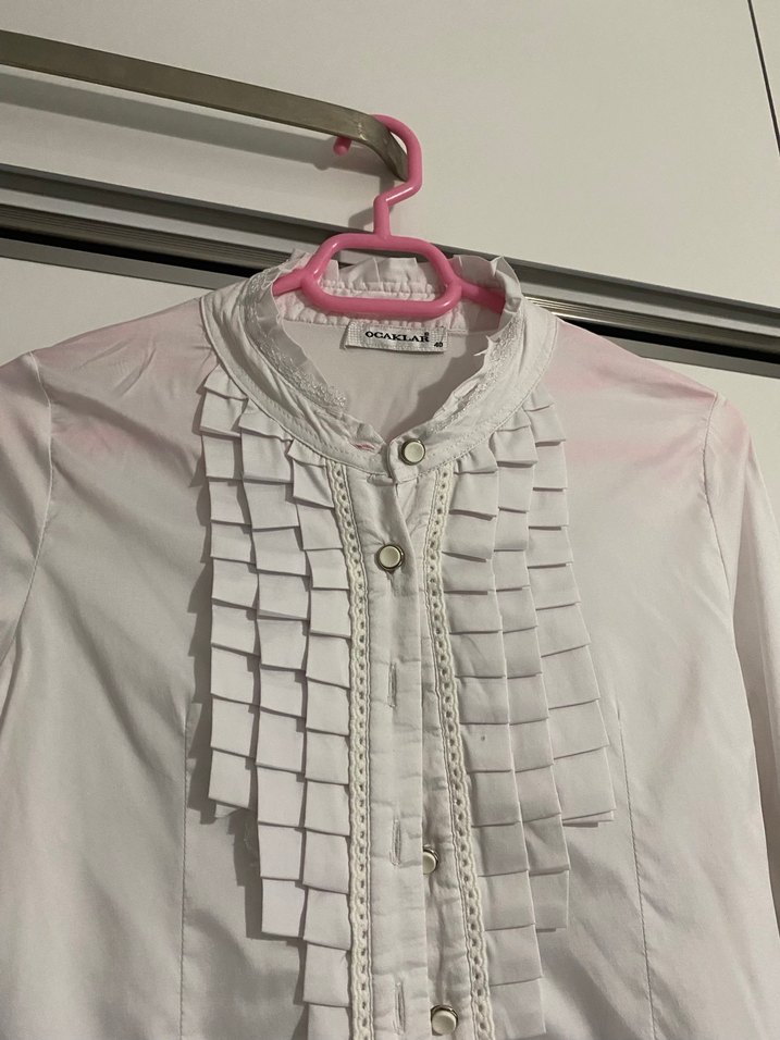 Pilili Beyaz Kadın Gömlek - Görsel 2