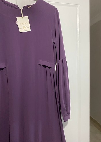 Kadın Mor Uzun Kollu Pilili Uzun Elbise - Görsel 4