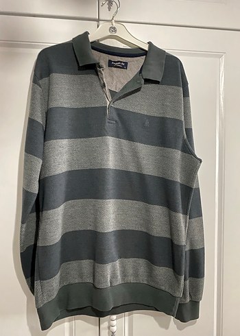 Gri Pamuklu Uzun Kollu Polo Tişört - Görsel 4