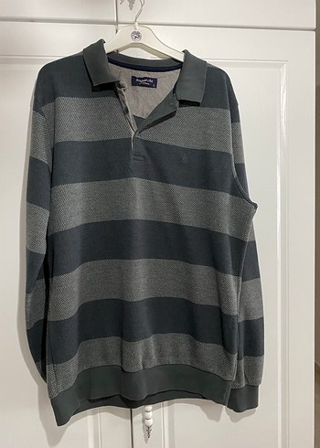 Gri Pamuklu Uzun Kollu Polo Tişört - Görsel 3