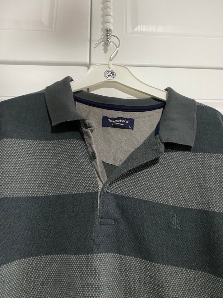 Gri Pamuklu Uzun Kollu Polo Tişört - Görsel 2