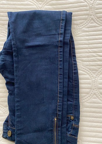Fermuarlı Mavi Kadın Denim Pantolon