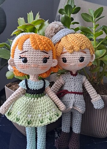  Beden Renk Amigurumi Frozen / Anna - Kristoff Örgü Oyuncak 