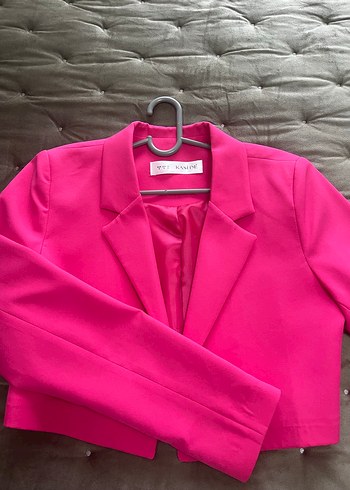 Pembe Kısa Kadın Blazer Ceket - Görsel 3