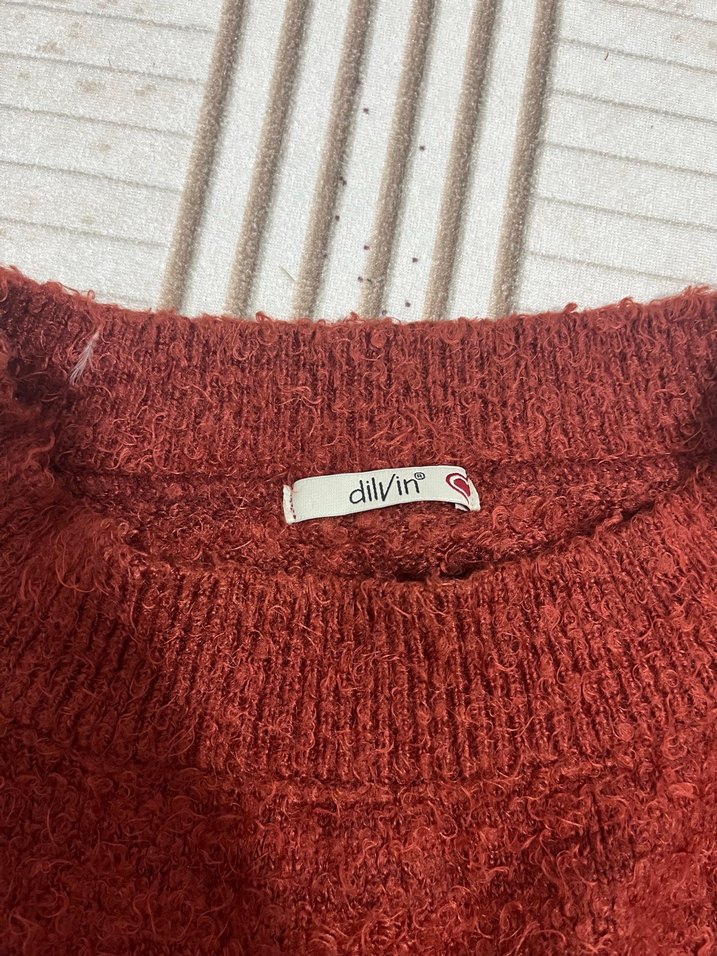 Kadın Bohem Tarzı Kahverengi Triko Kazak - Görsel 2