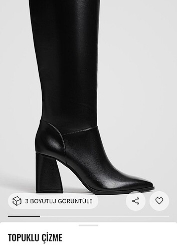 Stradivarius Topuklu Siyah Çizme 