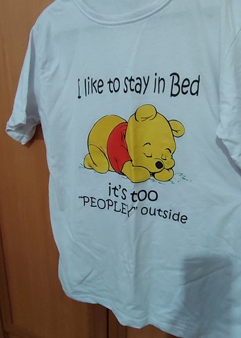 universal Beden Sarı Winnie the pooh Baskılı oversize Tişört, Kısa Kollu