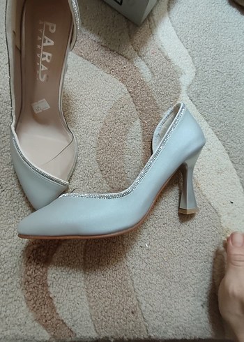 36 Beden gümüş Stiletto Topuklu Kadın Abiye Ayakkabı