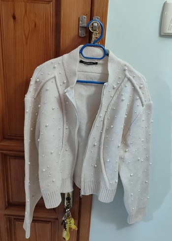 Beyaz İnce Örgü Mini Hırka