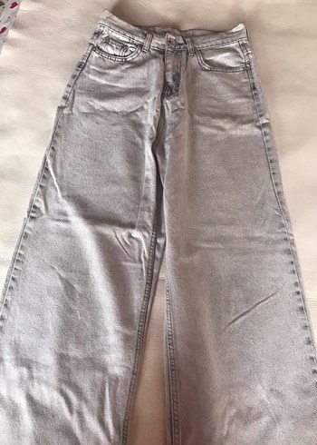 Gri Düğmeli Salaş Midi Kot Pantolon - Görsel 3