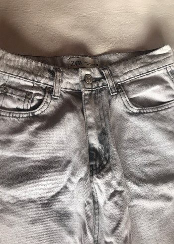 Gri Düğmeli Salaş Midi Kot Pantolon - Görsel 2