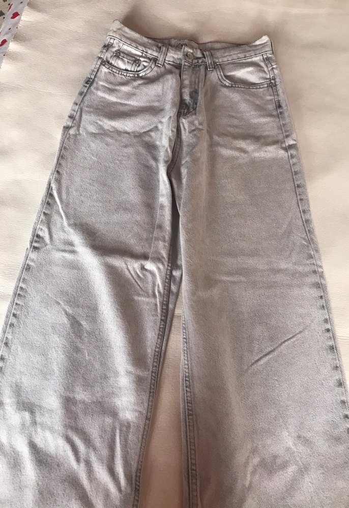 Gri Düğmeli Salaş Midi Kot Pantolon - Görsel 3