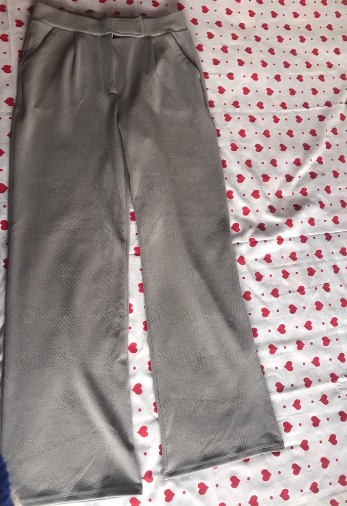 Gri Düğmeli Kadın Kumaş Pantolon - Görsel 2