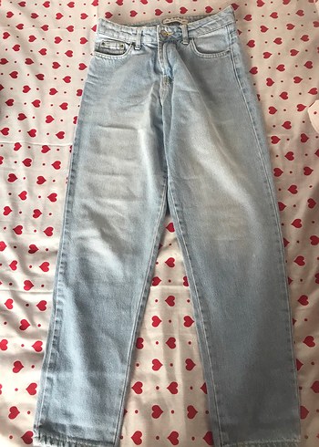 Düğmeli Mavi Midi Kadın Kot Pantolon - Görsel 4