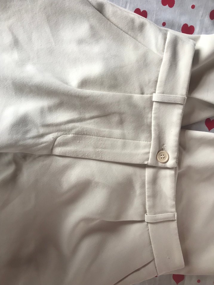 Düğmeli Beyaz Kadın Mini Kumaş Pantolon - Görsel 4