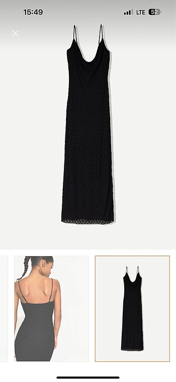 Bershka Bershka dantelli midi siyah elbise