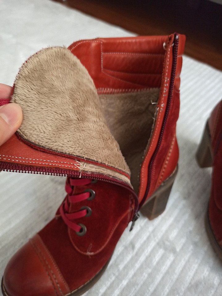 Artpemla Kırmızı Kadın Süet Bot - Görsel 5