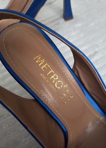 Saks Mavisi Saten Topuklu Ayakkabı - Görsel 4