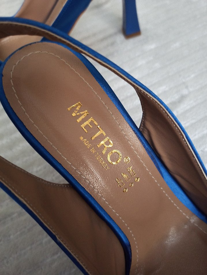 Saks Mavisi Saten Topuklu Ayakkabı - Görsel 4