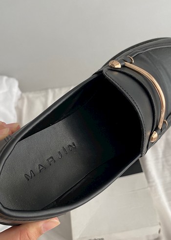 38 Beden Klasik Siyah Kadın Tokalı Loafer Platform Topuk