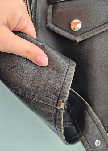 s Beden Kadın Kahverengi Deri Biker Ceket