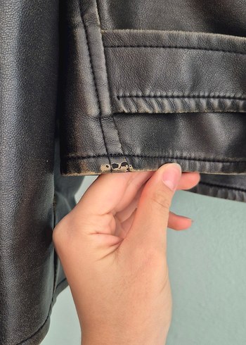 Mango Kadın Kahverengi Deri Biker Ceket