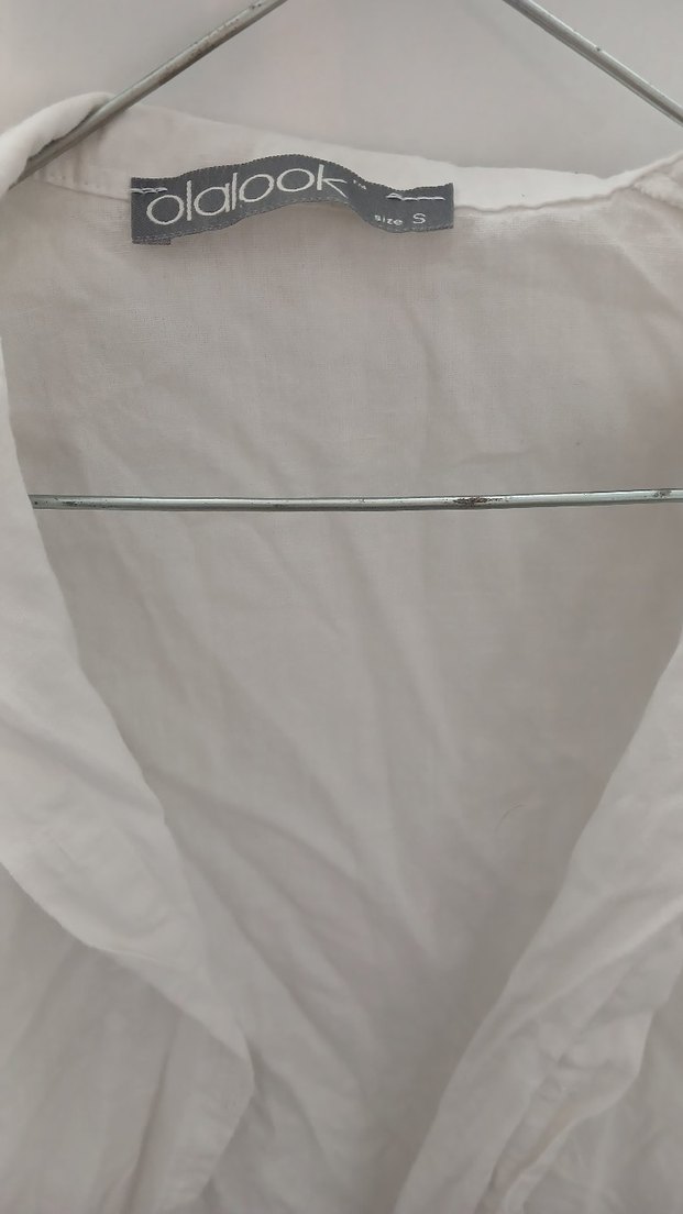 Kadın Beyaz Keten Gömlek - Görsel 2