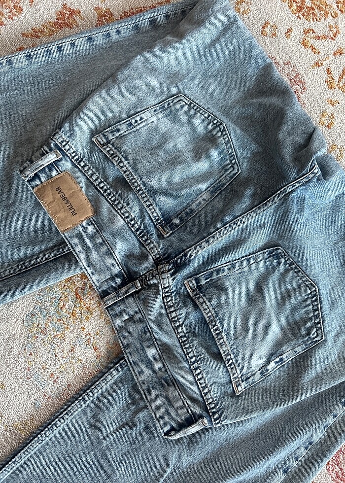 Pull and bear orta bel oversize jean - Görsel 4