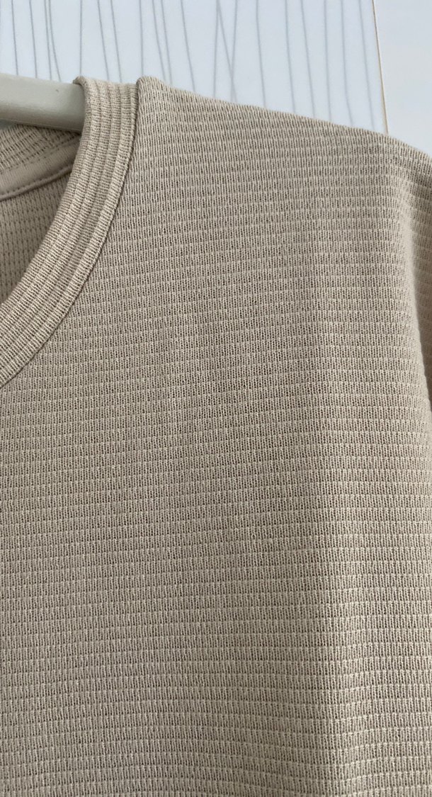 Bej Erkek Keten Uzun Kollu Tişört - Görsel 4