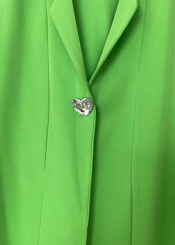 Düğmeli Yeşil Mini Kadın Blazer - Görsel 3