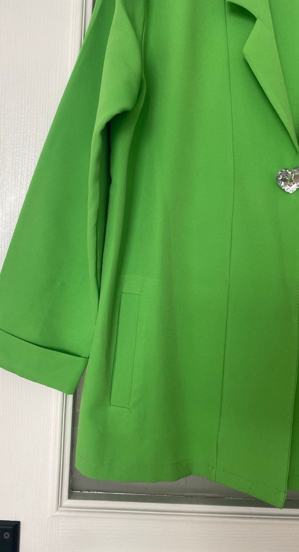 Düğmeli Yeşil Mini Kadın Blazer - Görsel 2