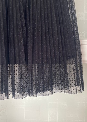 Nakışlı Piliseli Siyah Uzun tül Etek - Görsel 4