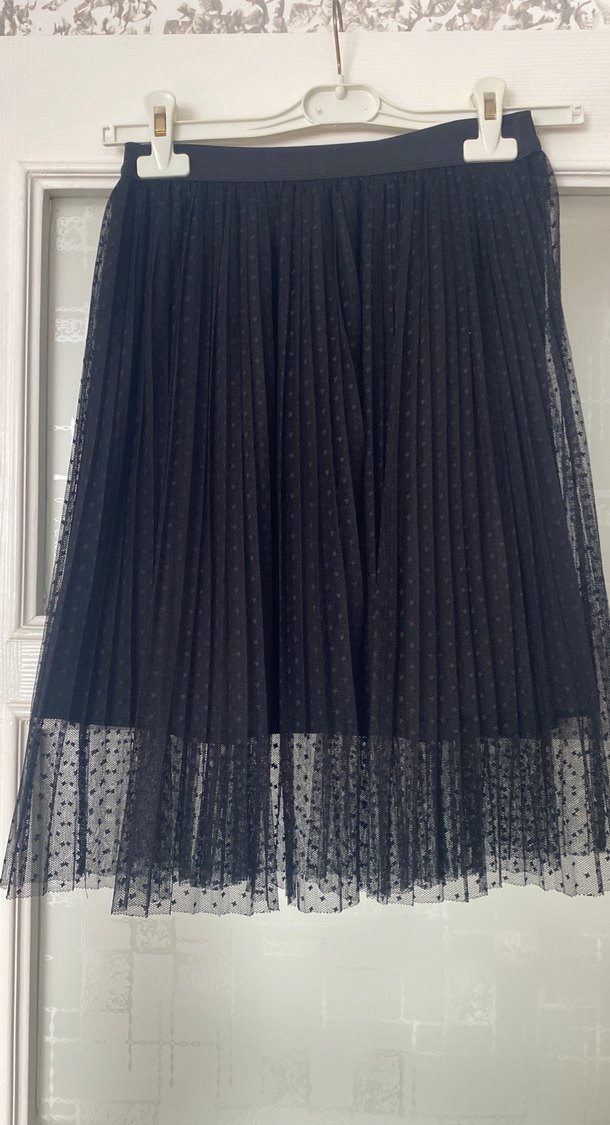 Nakışlı Piliseli Siyah Uzun tül Etek - Görsel 2