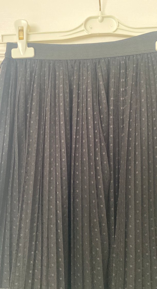 Nakışlı Piliseli Siyah Uzun tül Etek - Görsel 3