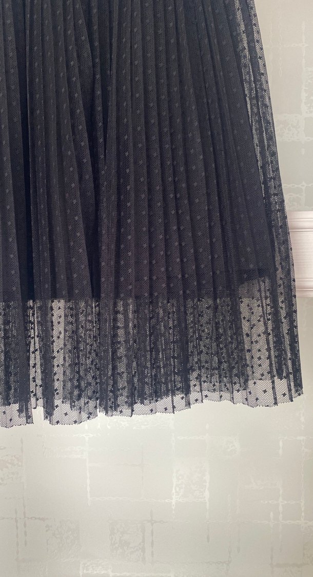Nakışlı Piliseli Siyah Uzun tül Etek - Görsel 4