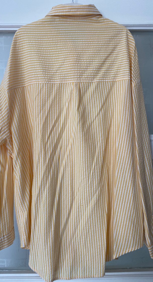 Sarı Çizgili Midi Uzun Kollu Gömlek - Görsel 5