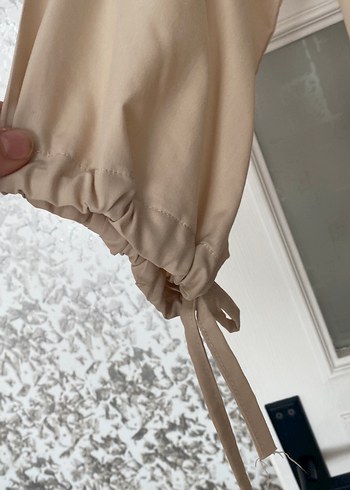 Bej Düğmeli Uzun Kollu Keten Gömlek - Görsel 4