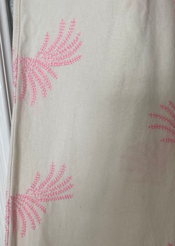 Pembe Desenli Bol Kesim Kadın Kumaş Pantolon - Görsel 3