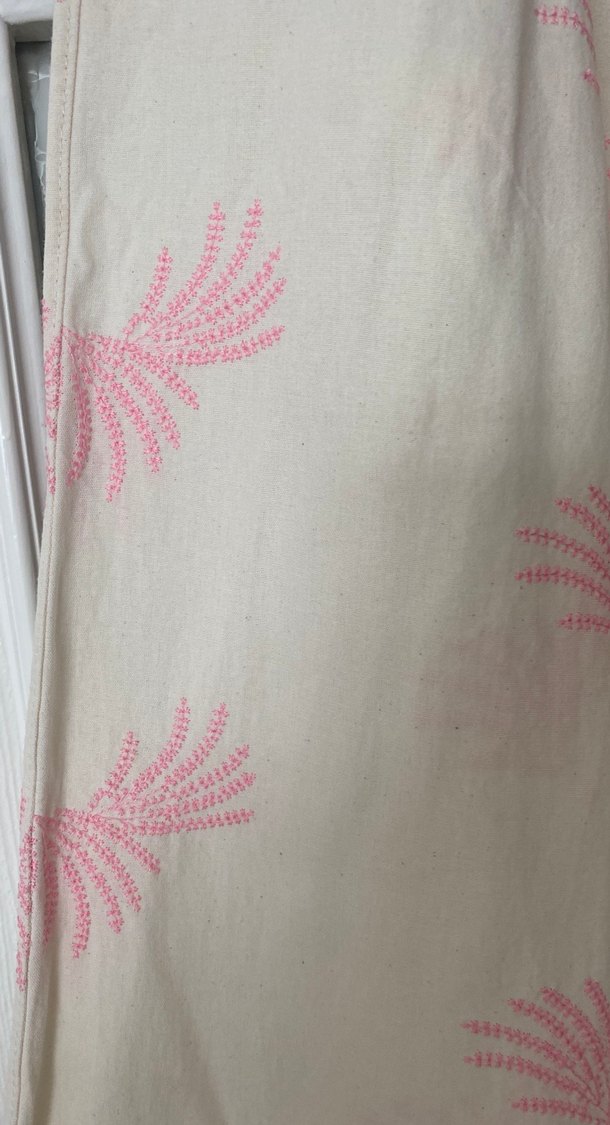 Pembe Desenli Bol Kesim Kadın Kumaş Pantolon - Görsel 3