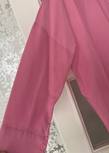 Pembe Düğmeli Uzun Kollu Kadın Gömlek - Görsel 4