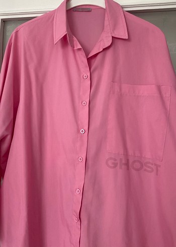 Pembe Düğmeli Uzun Kollu Kadın Gömlek - Görsel 2