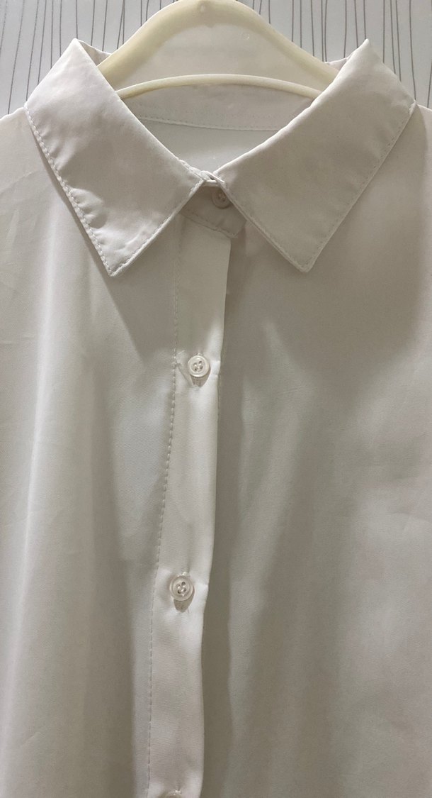 Krem renginde krem kumaş kadın gömlek - Görsel 2