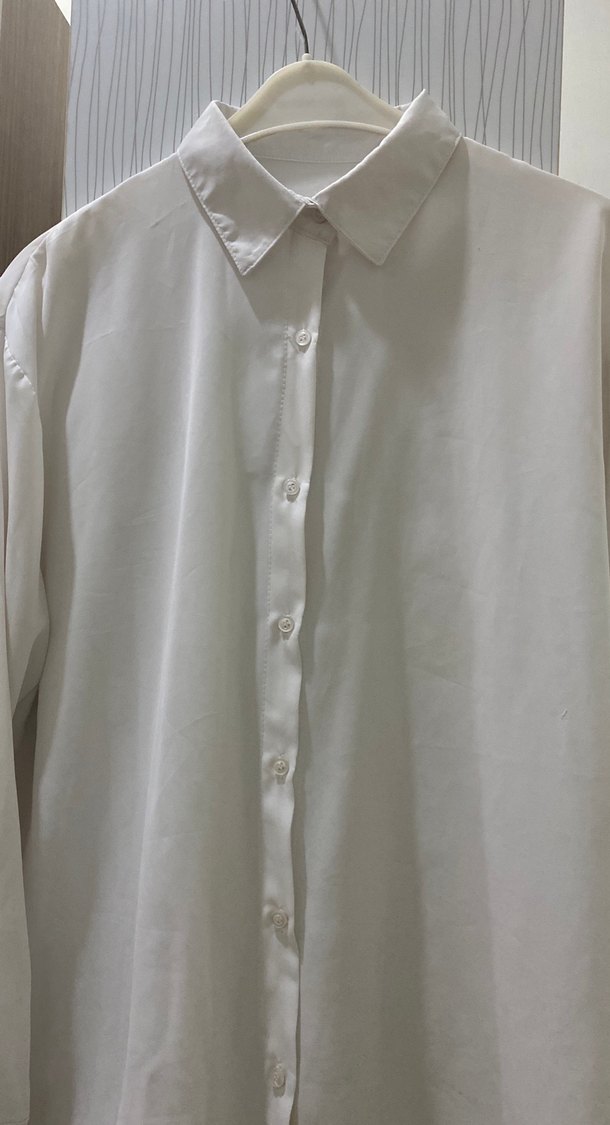 Krem renginde krem kumaş kadın gömlek - Görsel 3