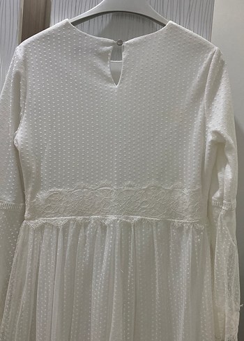 Dantel Detaylı Beyaz Bohem Uzun Elbise - Görsel 6