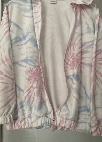 Kızlar için Pembe Kapüşonlu Batik Desenli Ceket - Görsel 5