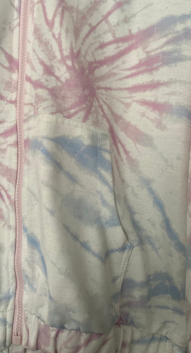 Kızlar için Pembe Kapüşonlu Batik Desenli Ceket - Görsel 3