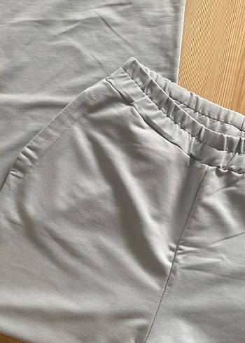 Açık mavi Kadın pamuklu kumaş Salaş Eşofman Altı - Görsel 4