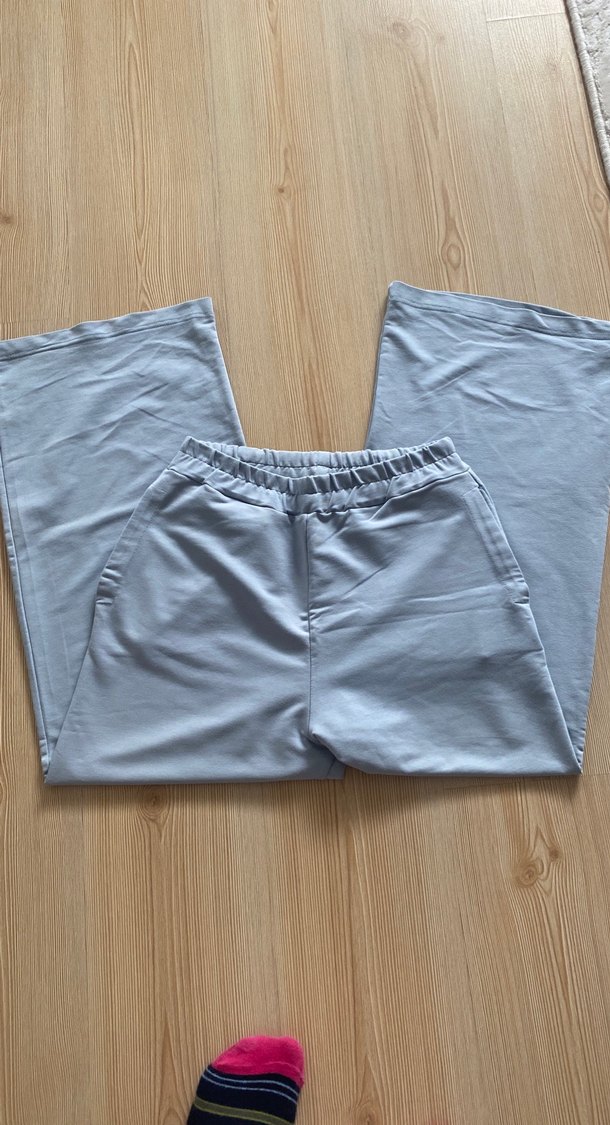 Açık mavi Kadın pamuklu kumaş Salaş Eşofman Altı - Görsel 3