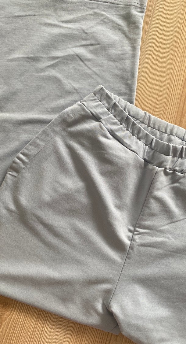 Açık mavi Kadın pamuklu kumaş Salaş Eşofman Altı - Görsel 4